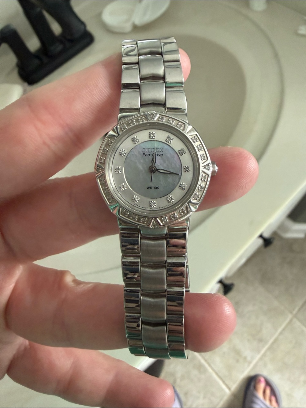 Citizen Silver Stainless Steel Women's Watch with Mother-of-Pearl Dial